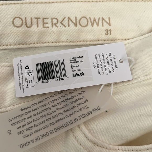 Outerknown Fillmore Boyfriend Stretch Button Fly Casual Jeans in Salt NWT - Picture 9 of 10